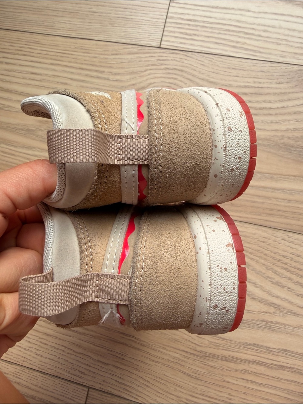 Nike Air Jordan Kids Suede Mid-Top Sneakers in Beige and Pink Jelly - Picture 7 of 8